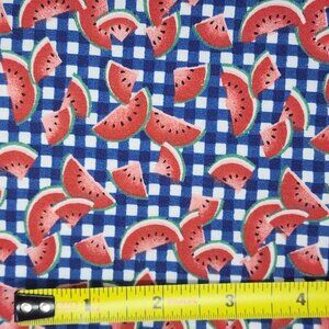 Quilt Craft Fabric Watermelon Blue Check Background Fat Quarter